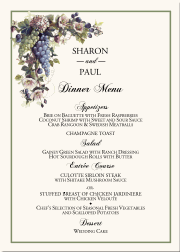 Grapes Vineyard Wedding Menu Card