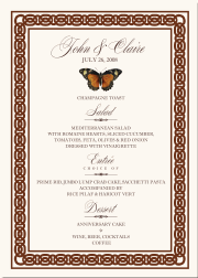 Butterfly Wedding Menu Cards