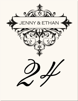 Abbey Cocktail Vintage Monogram Wedding Table Number