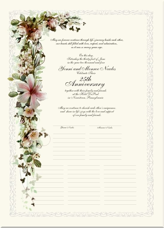 Lilies White Roses Wedding CertificateMarriage CertificateVictorian 