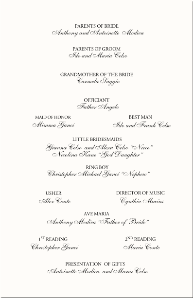 wedding reception program template