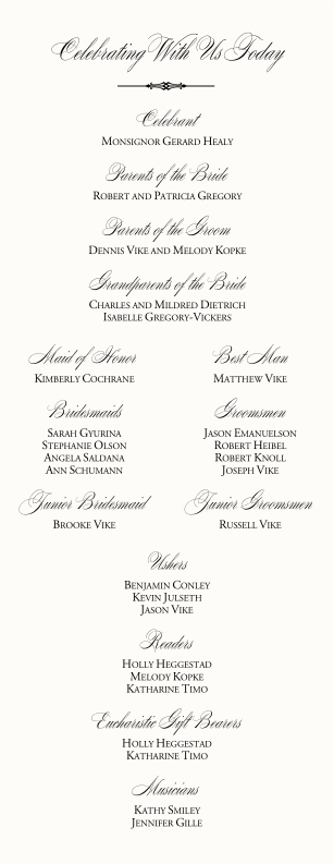 wedding reception order of service wedding order of service examples