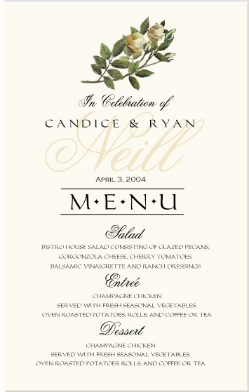 Menu Card Old Script Watermark Monogram Imperial Text