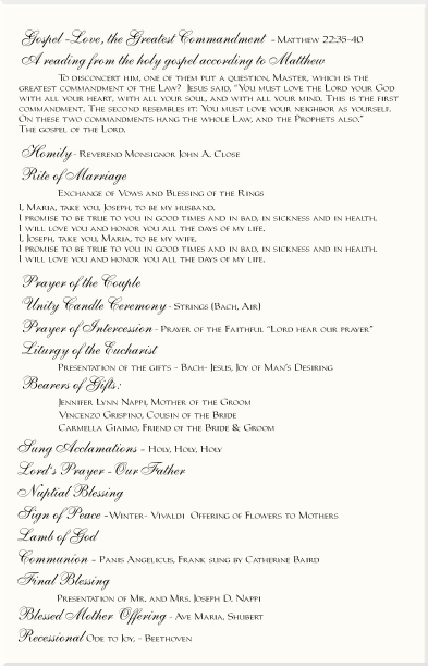 Red Rose Cascade Wedding Program ExamplesCatholic Wedding ProgramWedding