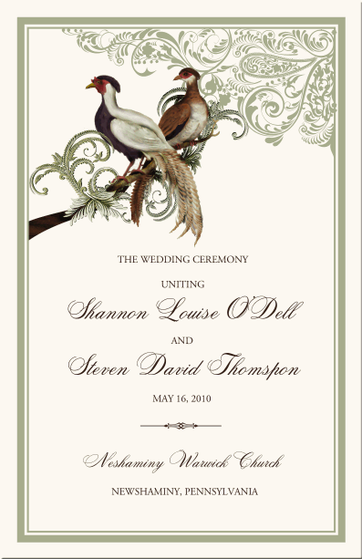 Asian Peace Birds Paisley Flourish Wedding Program