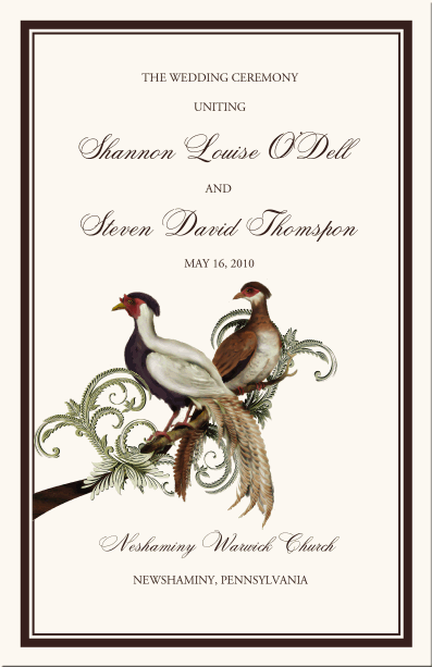 Asian Peace Birds Wedding Program
