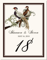 Asian Peace Birds Wedding Table Numbers