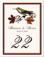 Fall Indy Bird Wedding Table Numbers