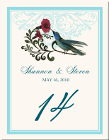 Humdilly Flourish Bird Wedding Table Numbers