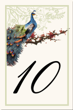 Peacock in a Plum Tree Bird Wedding Table Numbers