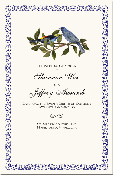 2 Blue Birds Wedding Program blue wedding program examples