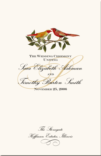 2 Red Birds Wedding Program