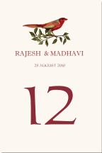 Red Bird Wedding Table Numbers