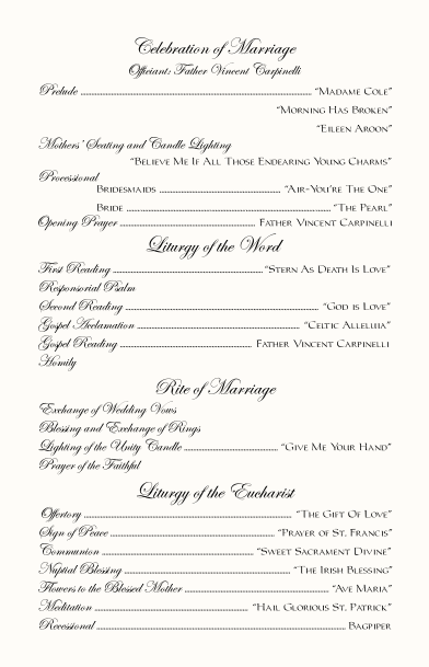 CladdaghCeltic DesignsWedding Program ExamplesCladdaghCeltic Wedding 