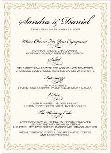 Gold Celtic Leaf Menu