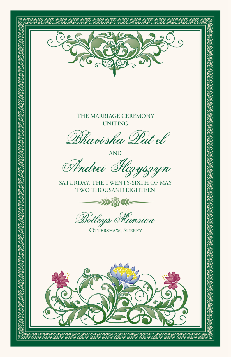 Moon Bloom Monogram Indian Wedding ProgramsHindu Wedding Program 