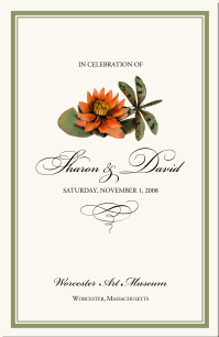 Wedding Program Floral Flower Dragonly Lotus Illustration Border