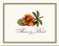 Wedding Stationery Thank You Cards Lotus Dragonfly Flower Floral Illustration Border