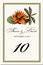 Wedding TAble Number Cards Floral Flower Dragonfly Lotus Illustration Border