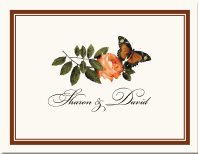 Wedding Stationery Thank You Cards Floral FLower Peach Rose Monarch Butterfly Illustration Border
