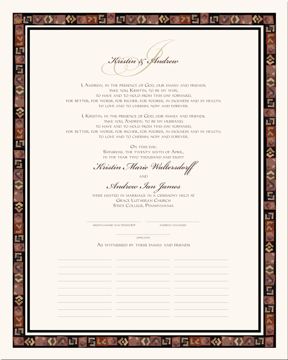 African-sttke Wedding Marriage Certificate