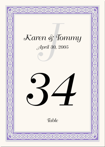 Celtic Band Border Watermark Monogram Table Number