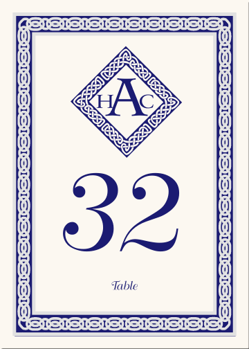 Celtic Band Border Diamond Monogram Table Number