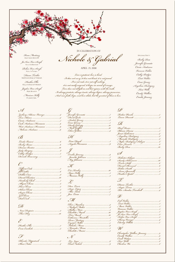 Wedding Seating Chart Free Printable