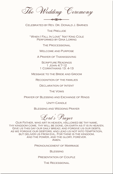 Celtic Tree Wedding Program