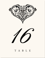 Paisley Heart Wedding Table Card
