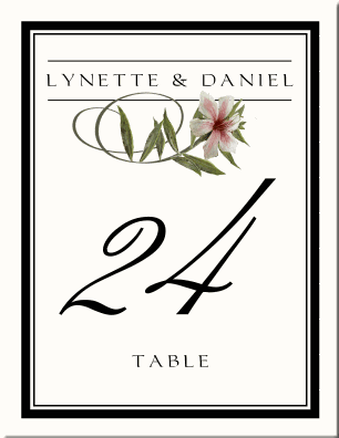 Lily Swirl Table Number Imperial Monogram Young Love Number Double Line
