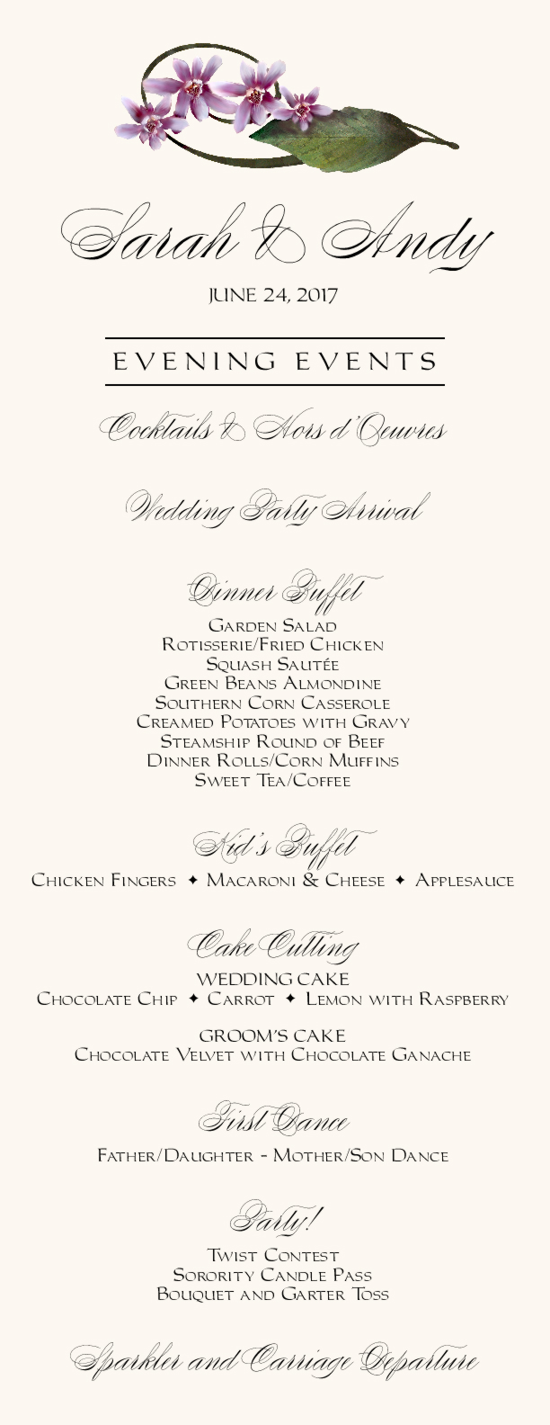 Skinny Menu Card Old Script Headings Imperial Text