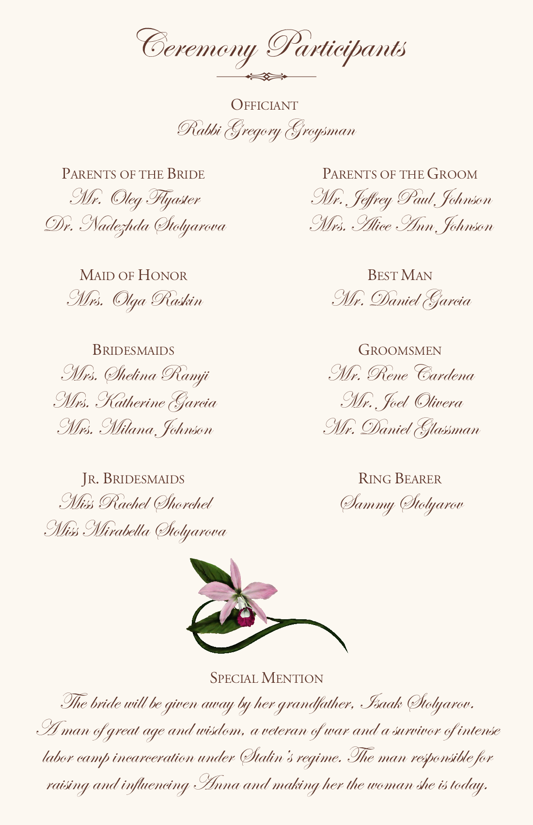 sample wedding programs