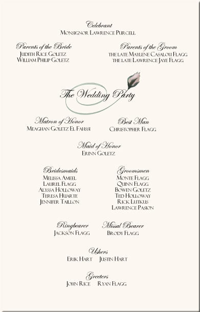 sample wedding programs