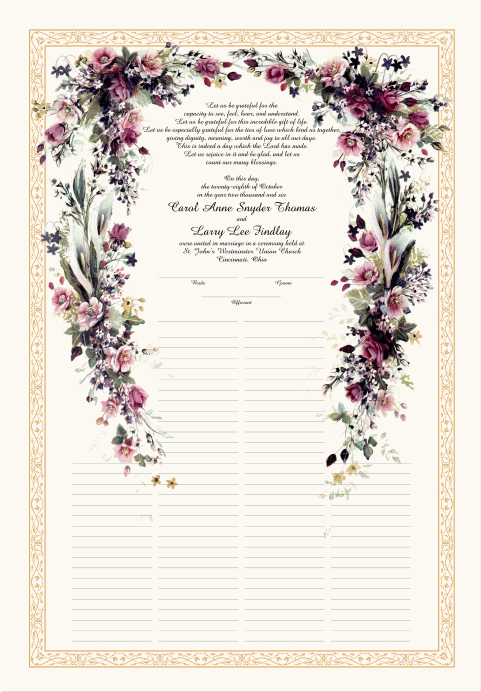 Arabesque Border Wedding CertificateMarriage CertificateVictorian Wedding