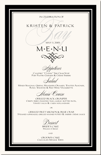 Wedding Reception Menu Cards on Menu Cards Special Event Menu Cards Wedding Reception Menu Cards Menus