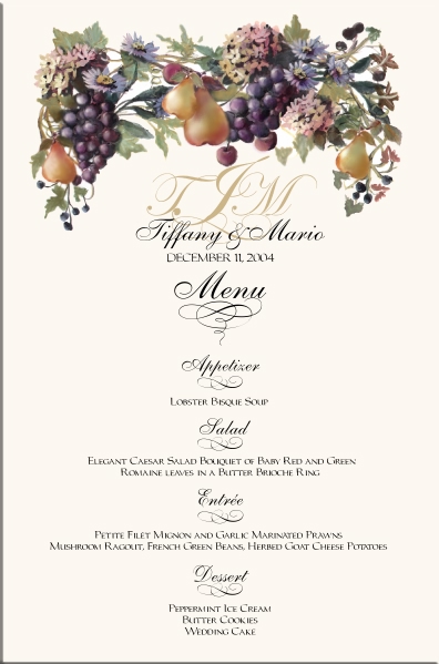 Vineyard Wedding Menu CardsVineyard Wedding IdeasGrapesFruit 