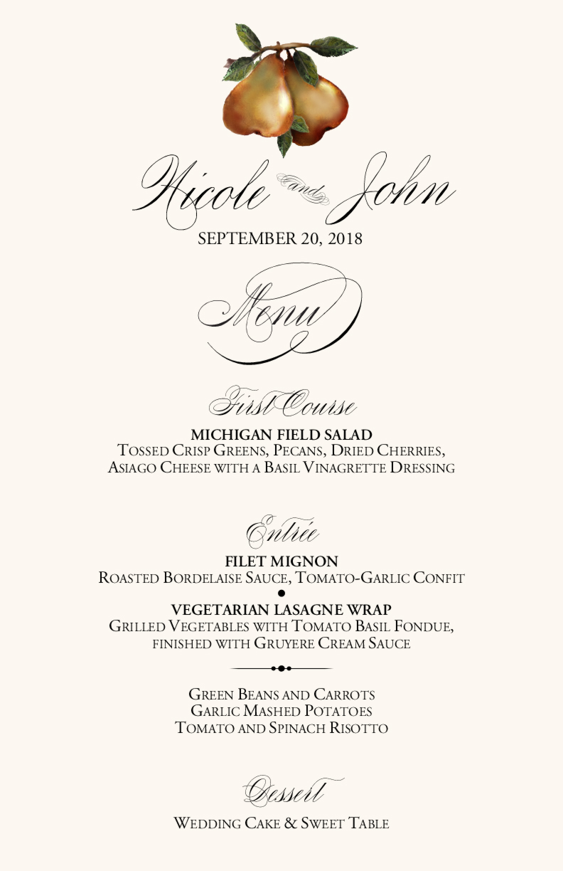 Designs For Menu Cards. Menu Card Elegance Monogram