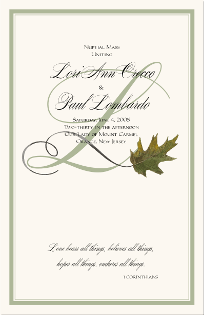 Autumn Oak LeafFall Wedding ProgramAutumn Theme Church ProgramFall 