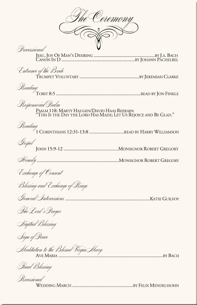 Wedding Order Of Service Program Template