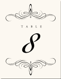 Wedding Table Number Fancy Swirl Flourish 10