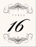 Swirly Wedding Table Number Flourish 3
