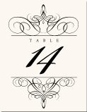 Swirly Lines Wedding Table Number Flourish 5