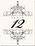 Swirly Fancy Wedding Table Number Flourish 7