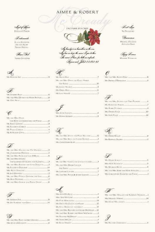 PoinsettiaWinter Holiday WeddingChristmas Wedding ProgramsTable 