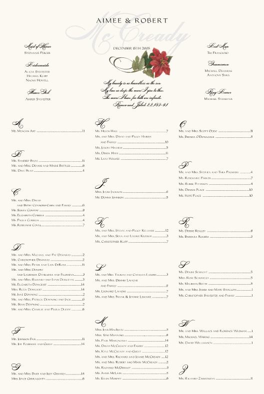 Snowflake Theme Seating ChartWinter Wedding Seating ChartHoliday Guest 