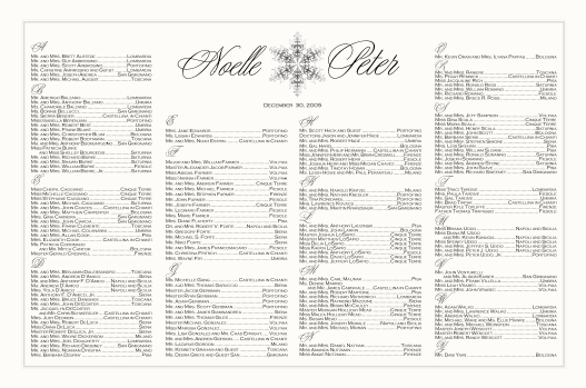 SnowflakeWinter Wedding Seating ChartsSeating ScrollSeating PosterGuest