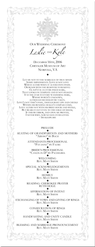 Snowflake Celtic Leaf Border Card Style Program Snowflake Celtic Leaf Border Card Style Program