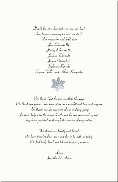 Winter Theme Wedding ProgramSnowflake Church DirectoryChristmas Wedding