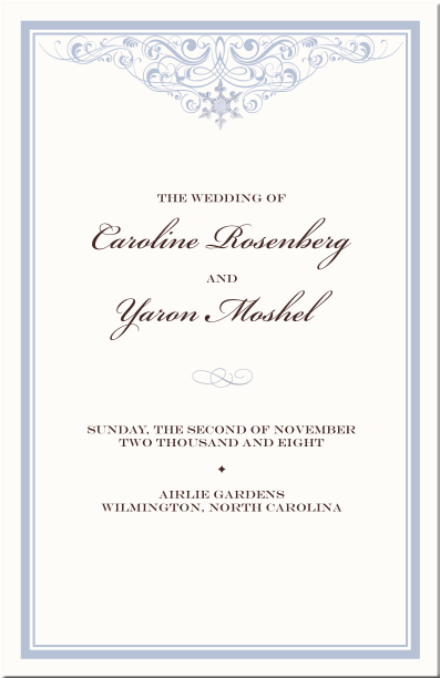 Winter Theme Wedding ProgramSnowflake Church DirectoryChristmas Wedding 